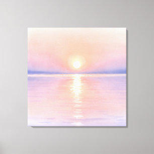 Aquarellstil Sonne - Seelandschaftskunst Leinwanddruck