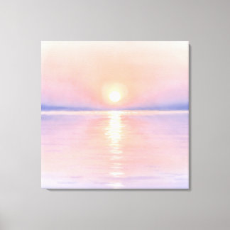 Aquarellstil Sonne - Seelandschaftskunst Leinwanddruck