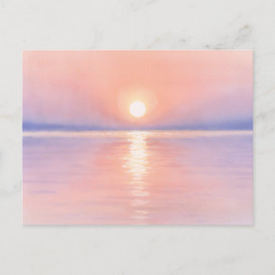 Aquarellstil Sonne - Seelandschaftskunst Postkarte