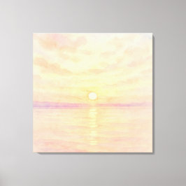Aquarellstil-Sonnenuntergang über der Meereskunst Leinwanddruck
