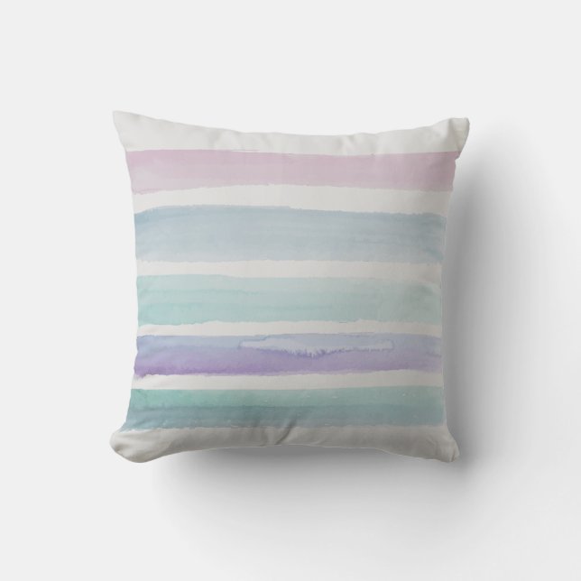 Aquarellstreifen lila und blau-modern kissen (Vorderseite)