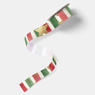 Aquarellstreifen mit goldenen Sternen Weihnachten Satinband