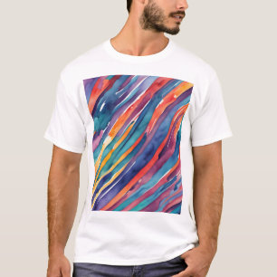Aquarellstreifen Orange, Pink Blau Grün Lila T-Shirt