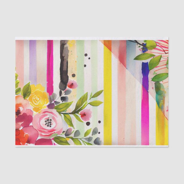 Aquarellstreifen spielend Whimsikrosa Decoupage Seidenpapier (Vorderseite)