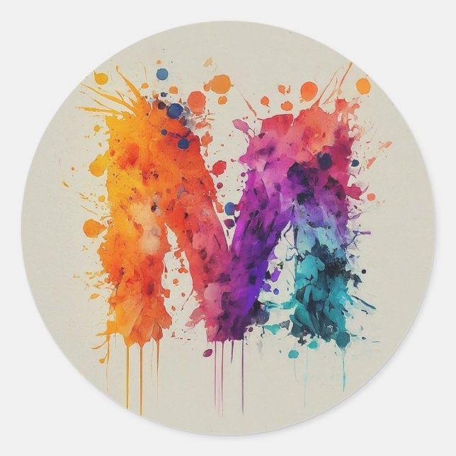 Aquarellstrich Runder Aufkleber (Vorderseite)