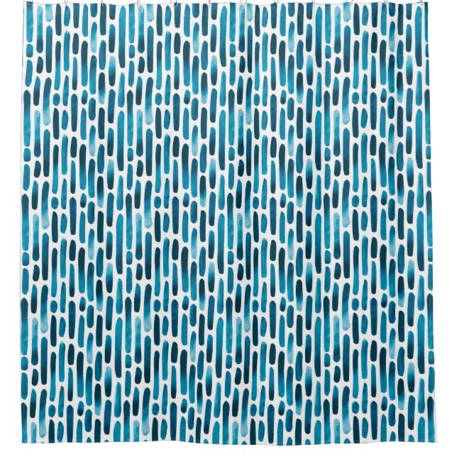 Aquarellstriche 091121 - Cyan Blue Toned Duschvorhang (Vorderseite)