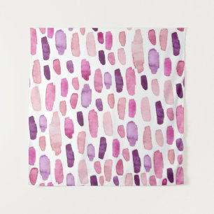Aquarellstriche: Rosa, Lila Muster. Wandteppich