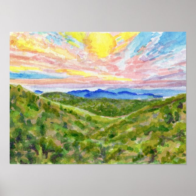 Aquarellstudie Blue Ridge 2 Poster (Vorne)