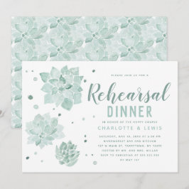 Aquarellsukkulente Hochzeiten Probe Abendessen Einladung