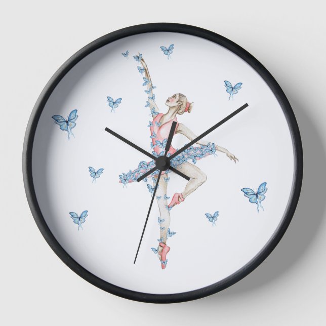 Aquarelltanzballerina in rotem Kleid Uhr (Vorderseite)