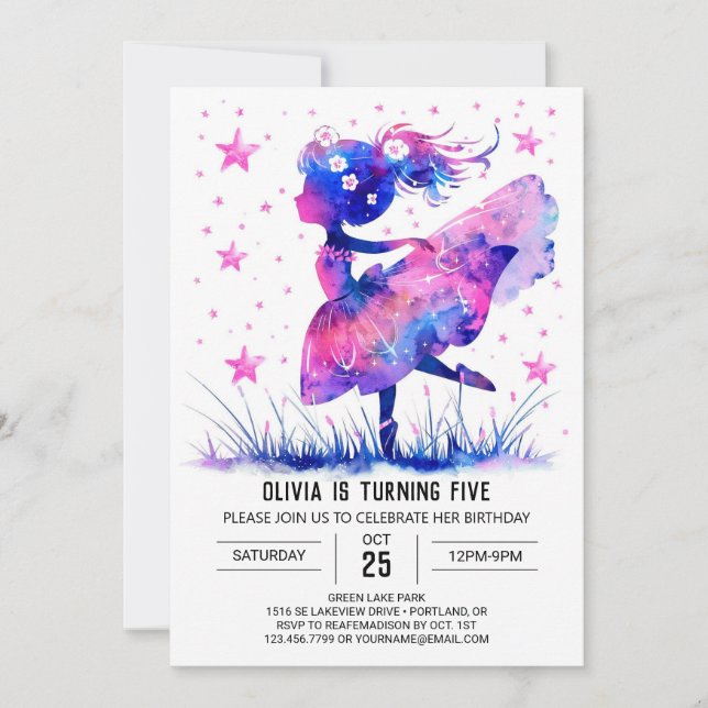 Aquarelltänzer Ballerina Geburtstag Einladung (Vorderseite)