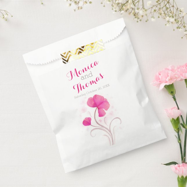 Aquarelltaschen Blume Rosa Gastgeschenk Hochzeit Geschenktütchen (Versiegelt)