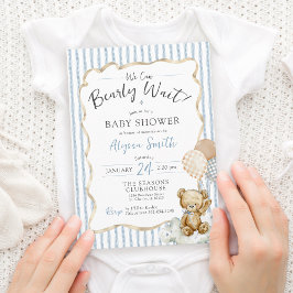 Aquarellteddy Bear Bear Bearly Wait Baby Boy Dusch Einladung