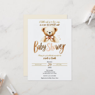 Aquarellteddy Bear Bear Bearly Wait Baby Dusche Einladung