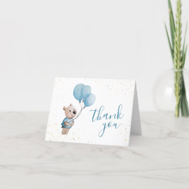 Aquarellteddybär mit Balloons Dankeskarte