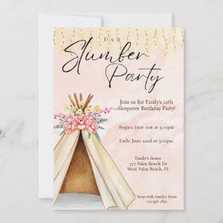 Aquarellteepe Zelt Schlummerglas Party Geburtstag Einladung