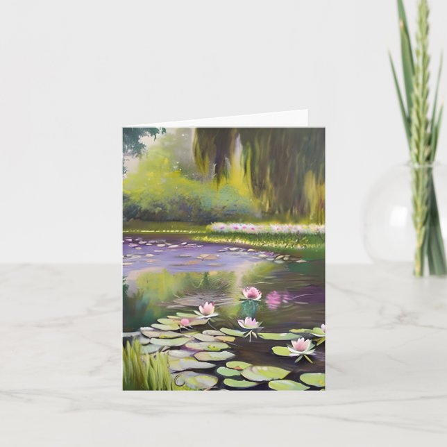 Aquarellteich und Seerosen individuell anpassbar Karte (Vorderseite)