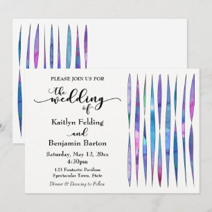 Aquarelltexturen Weiße Lila Rosa Blau Hochzeit Einladung