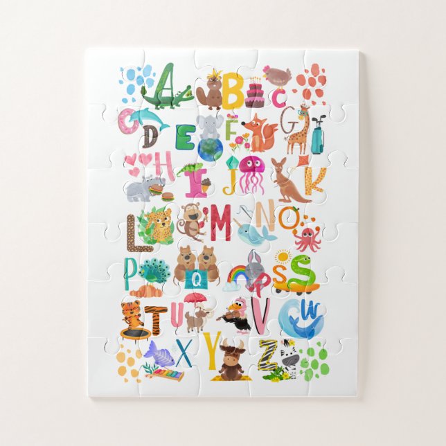 Aquarelltiere Alphabet Erziehungskunst (Vertikal)