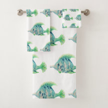 Aquarelltiere Art Blauer tropischer Fisch