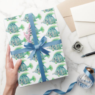 Aquarelltiere Art Blauer tropischer Fisch Geschenkpapier