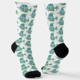 Aquarelltiere Art Blauer tropischer Fisch Socken