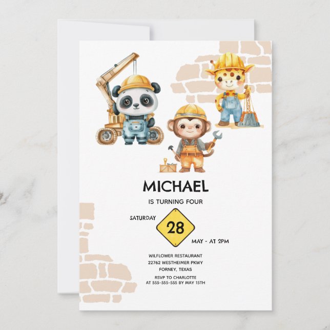 Aquarelltiere bauen jedes Jahr Einladung (Vorderseite)