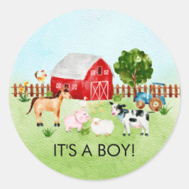 Aquarelltiere Es ist ein Boy-Gefallen-Sticker Runder Aufkleber