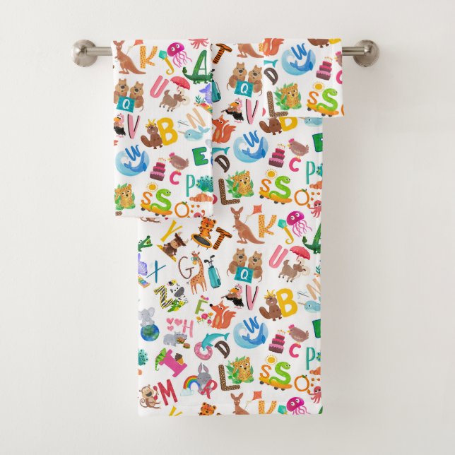 Aquarelltiere Tiere Adorable Kinder Badhandtuch Set (Insitu)