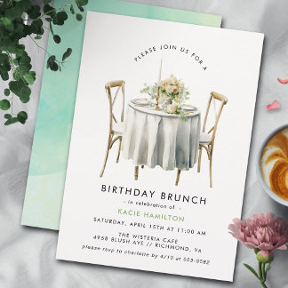 Aquarelltisch | Niedlicher, moderner Brunch Einladung