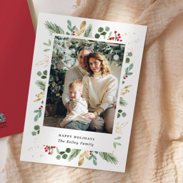 Aquarelltöne, Grüne Gold, Single Foto Feiertagskarte (Von Creator hochgeladen)