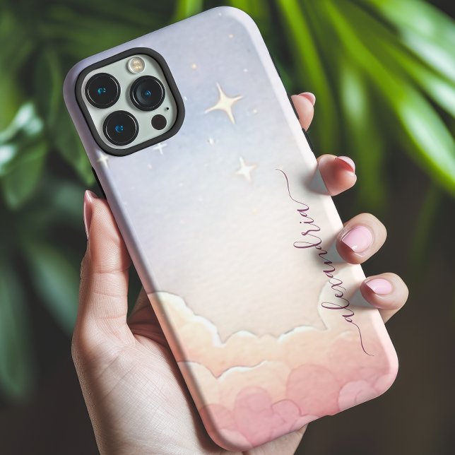 Aquarelltöne Rosa Himmel mit Namen Case-Mate iPhone Hülle (Von Creator hochgeladen)