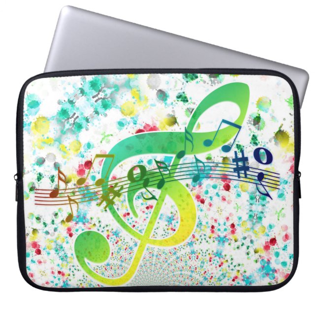 Aquarelltöne und grüne Klemme Laptopschutzhülle (Vorderseite)