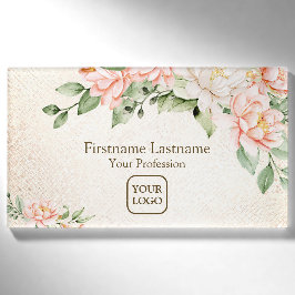 Aquarelltöne Weiße Blume Elegant Namenschild