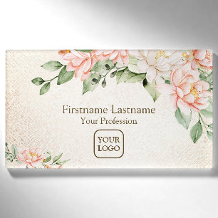 Aquarelltöne Weiße Blume Elegant Namenschild