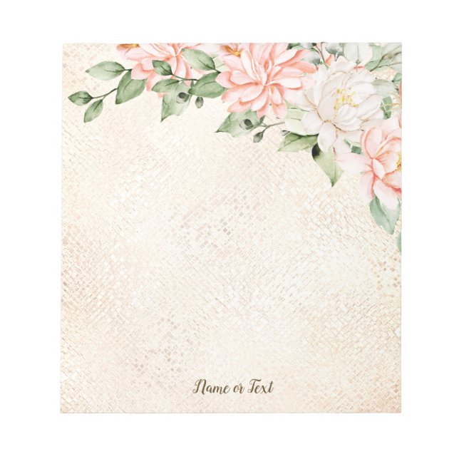 Aquarelltöne Weiße Blume Elegant Notizblock (Vorderseite)