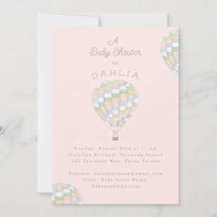 Aquarelltuch Heißluftballon Babydusche Einladung