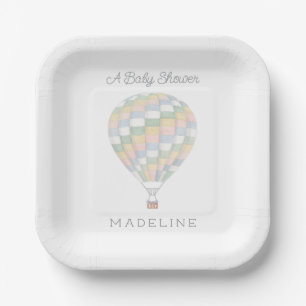 Aquarelltuch Heißluftballon Babydusche Pappteller