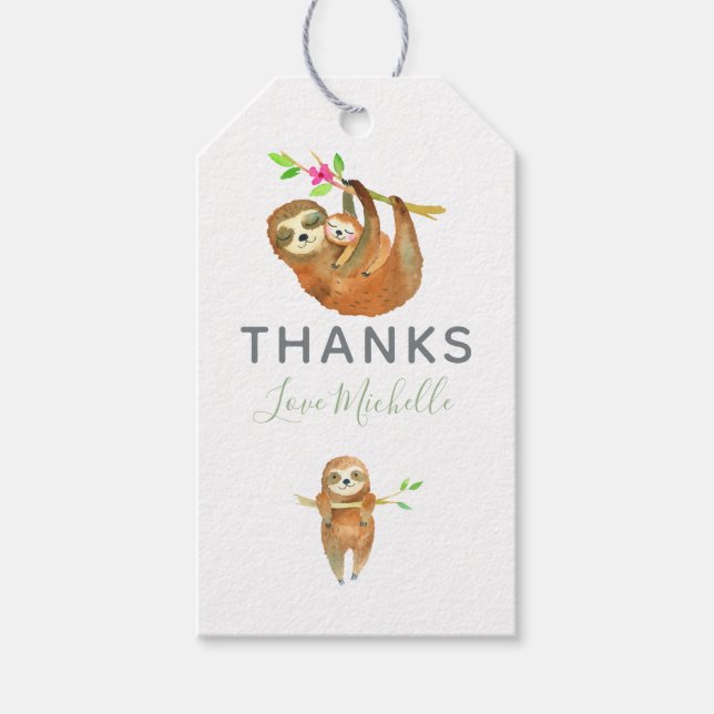 Aquarelltuch zum Thema Babydusche Vielen Dank Geschenkanhänger (Vorderseite)
