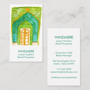 Aquarelltür Real Anwesen Agent Realtor Einzigartig Visitenkarte