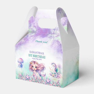 Aquarelltürkis und lila Geburtstag der Meerjungfra Geschenkschachtel
