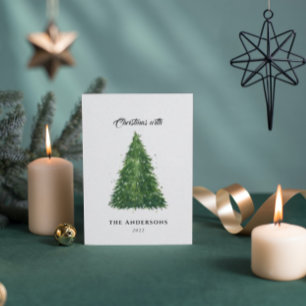 Aquarellturm-Weihnachtsfeiertage Mitteilungskarte