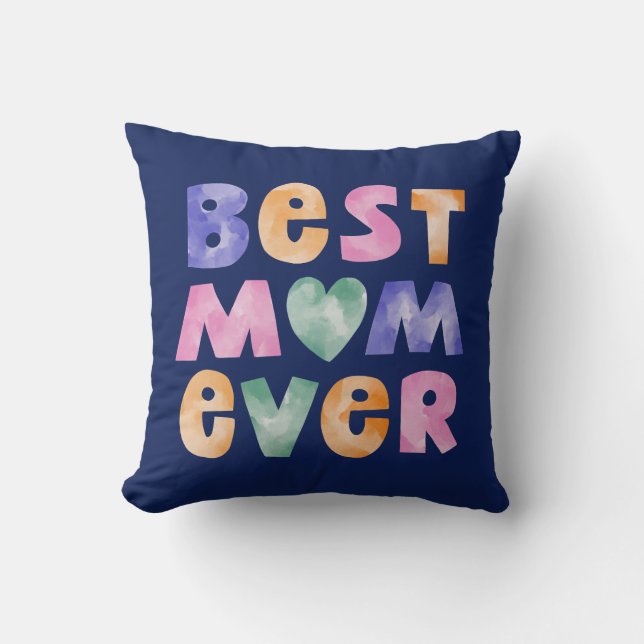 Aquarelltypografie Beste Mama je Kissen (Vorderseite)