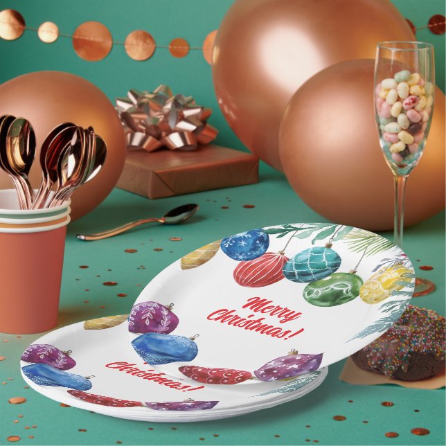 Aquarellverzierung Austausch Weihnachtsfeiertag Pa Pappteller (Multi)