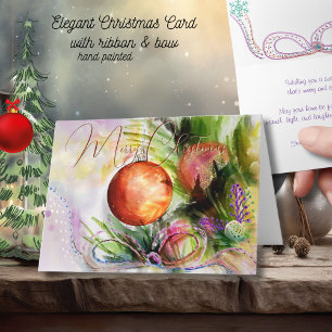 Aquarellverzierung und festliche Weihnachtsfeier Karte
