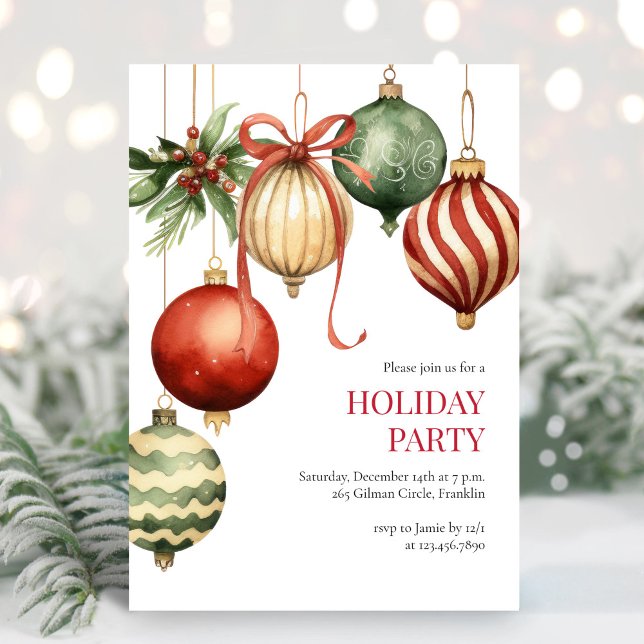Aquarellverzierungen Weihnachten Party Einladung (Von Creator hochgeladen)
