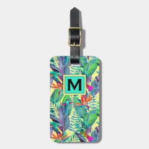 Aquarellvögel im Dschungel Monogramm Gepäckanhänger