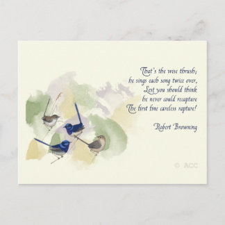 Aquarellvögel Robert Browning Gedicht Postkarte
