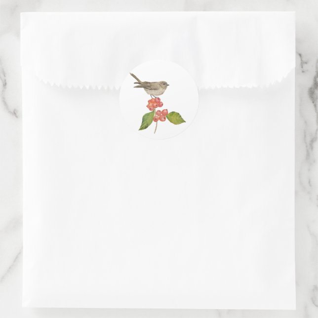 Aquarellvögel "Sylvia curruca" Runder Aufkleber (Tasche)