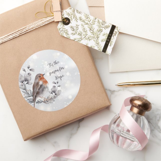 Aquarellvögel und Schnee - Sonderurlaub Runder Aufkleber (Schenken)